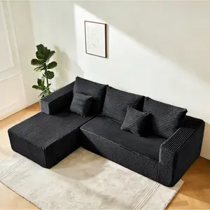105" Cloud Sectional Couch with L-Shape Chaise,Modern Modular Sofa with Deep Seat, Upholstered Couches for Living Room Bedroom,No Assembly Required (Plush Corduroy Fabric) sala boneless furniture