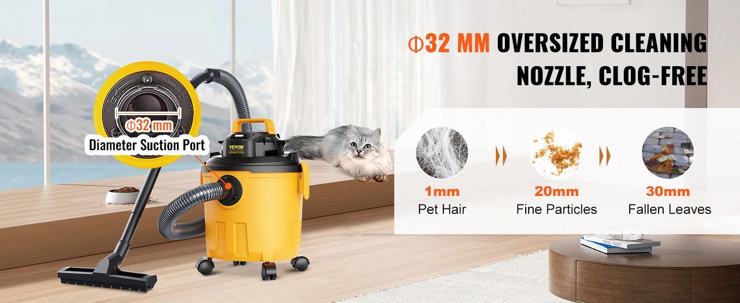 VEVOR Wet Dry Vac, 2.6 Gallon, 2.5 Peak HP, 3 in 1 Portable Shop Vacuum with Blowing Function, Attachments Storage, Perfect for Cleaning Floor, Upholstery, Gap, Car, Black/Yellow, ETL Listed