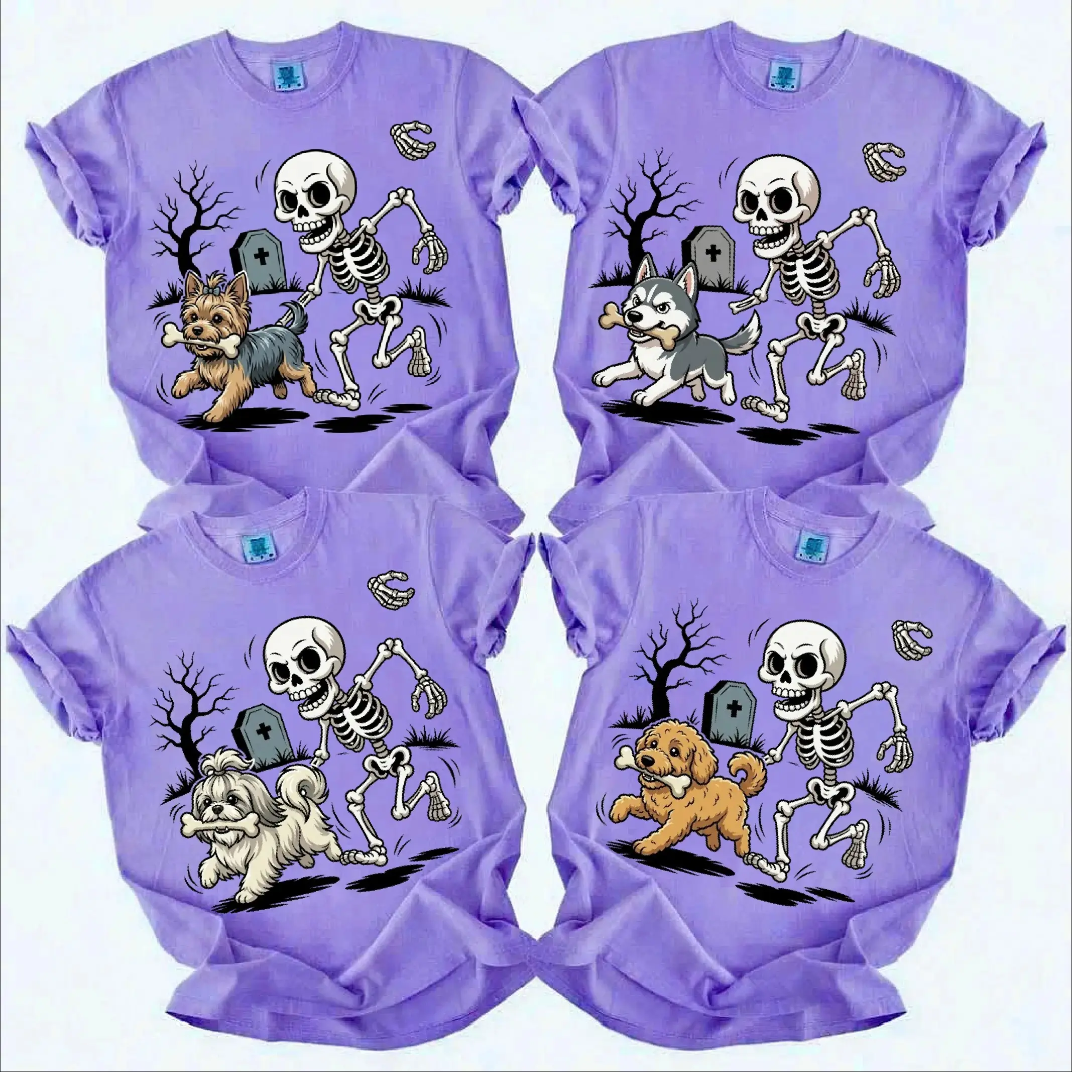 Funny Skeleton Dog Halloween T Shirt, Cute Spooky Puppy Graphic Tee, Ghost Pet Lover Shirt, Unisex Fall Halloween Gift
