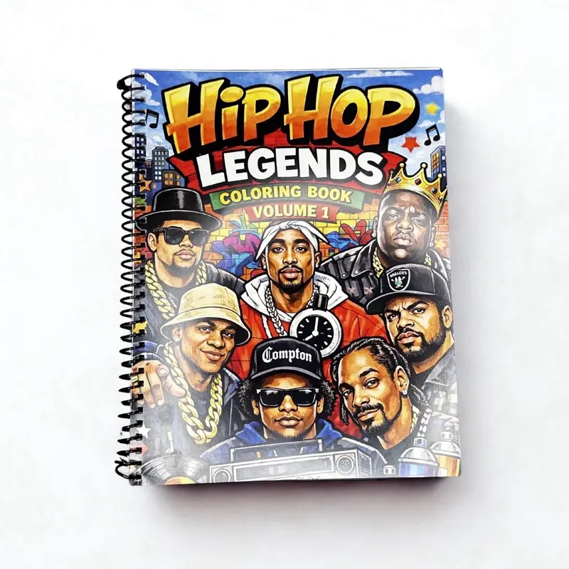 Hip Hop Legends Coloring Book - Volume 1, Beautiful Bold Creative Art Illustrations, Vintage Streetwear Themed Tribute for 90s Kids, Coloringbook with Markers, Decoration Craft Activity Birthday Gift for Hip Hop Fans