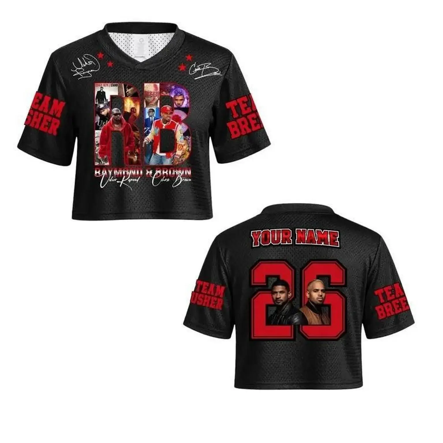 Custom R&B Duo Graphic Football Jersey, Personalized Black Red Music Tour Fan Shirt with Custom Name and Number, Vintage Concert Style Mesh Jersey, Short Sleeve Streetwear Gift for Men Women Music Lovers