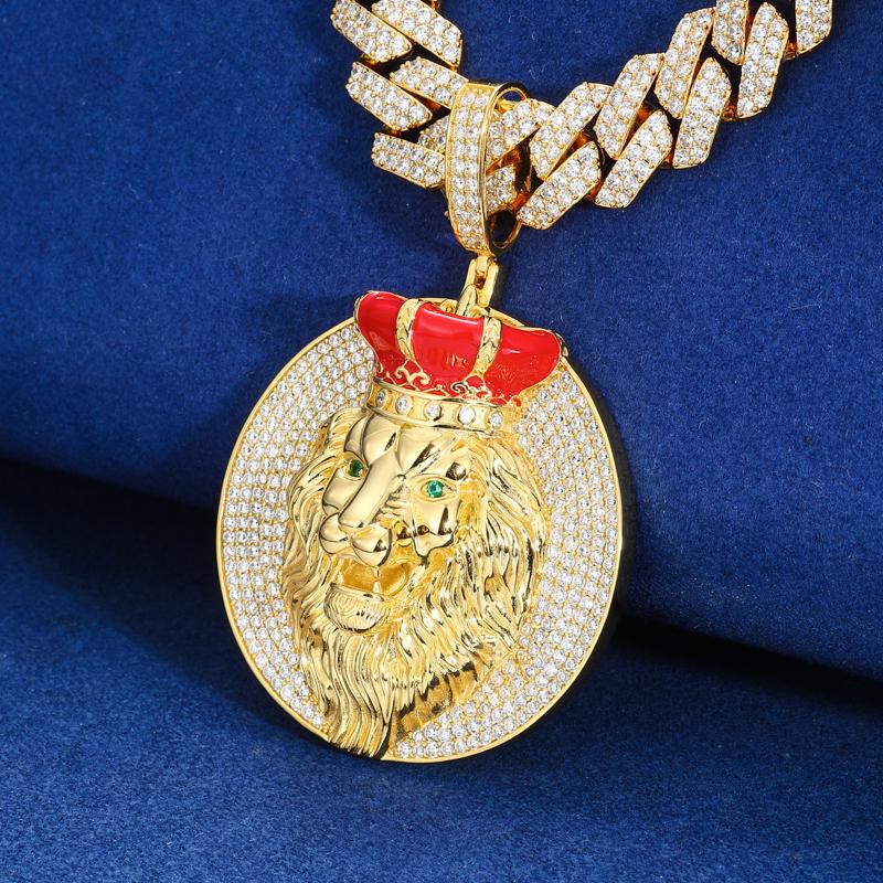 【#P684】Crown Lion Pendant UCCIYO S925 Sterling Silver Synthetic Moissanite Pendant Necklace for Women Men Hip Hop Jewelry Gift
