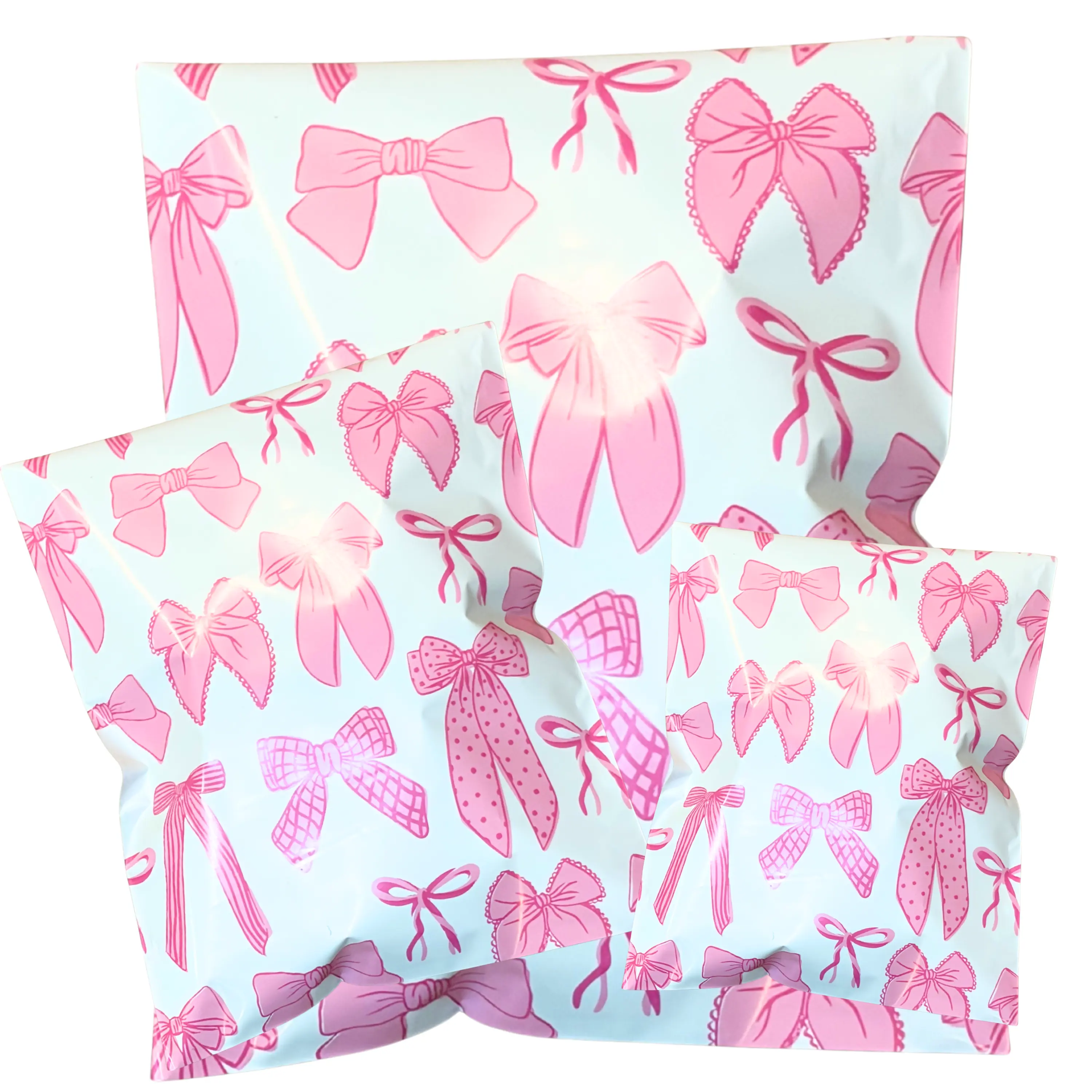 Ribbon Bow Poly Mailers | Self-Sealing, Waterproof & Tear-Resistant Envelopes | Bulk Packs of 25, 50, 100 | Sizes 6x9, 10x13 & 14.5x19 for Boutique Shipping