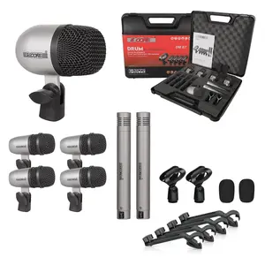 5 Core Drum Microphone Kit 7Pc All Metal Drummer Mics Tom/Snare & Cymbals Wired Instrument Drums Set