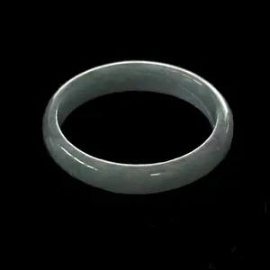Minimalist Skinny Band Green Jade Ring, width about 3mm