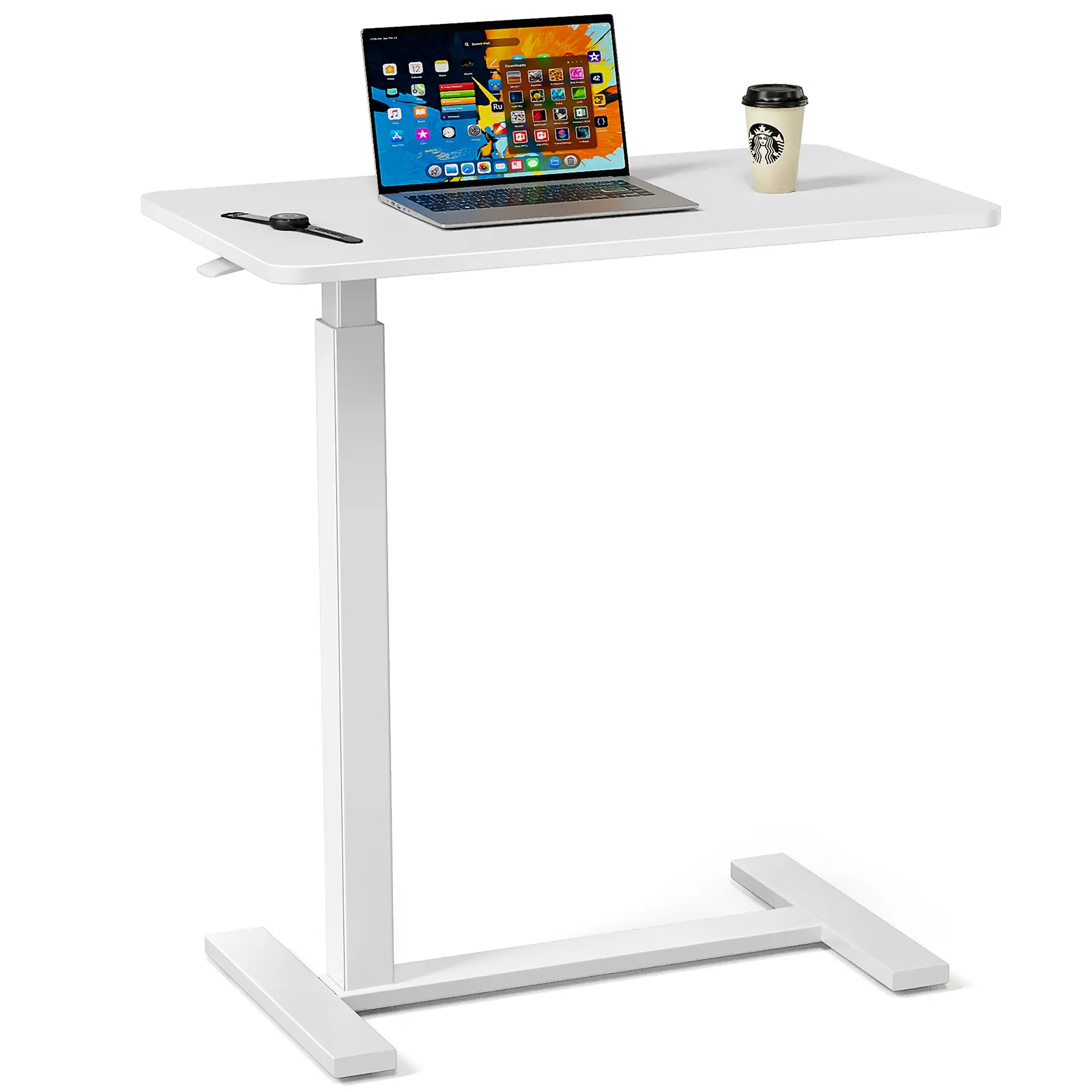 360° Swivel Portable Desk - Foldable Adjustable Multi-Function Rolling Modern Office Furniture, Small Overbed Table with Wheels for Home Office Ideas, Work from Home, Desk for Bedroom, Mobile Computer Desk