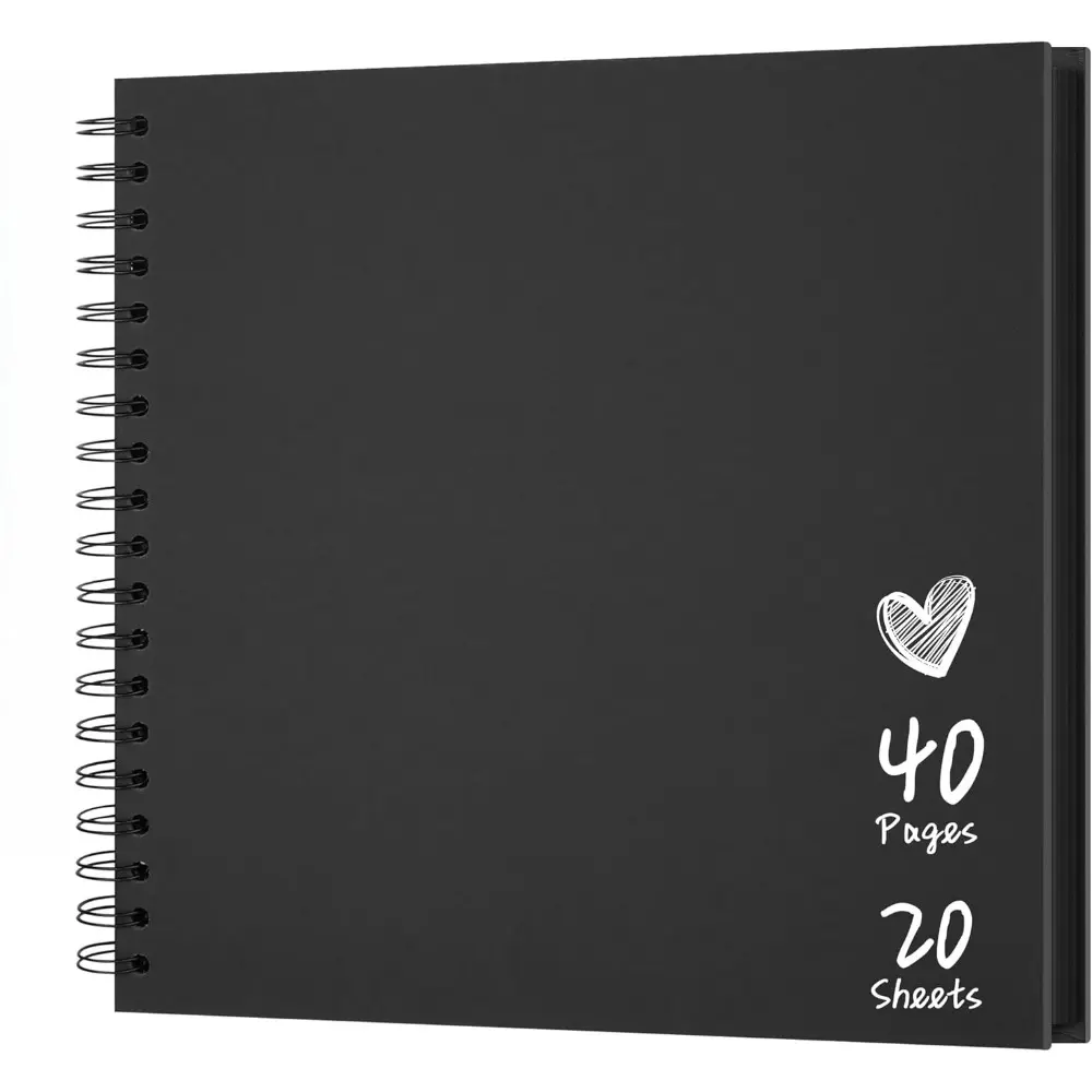 1-book 40-page (20-sheet) Scrapbook Album, Anniversary Photo Album, Meaningful DIY Handmade Gift, Kraft Paper Scrapbook for Wedding Guest Books and Anniversaries, Family DIY Scrapbook for Craft Paper DIY, Christmas Gift (Black&Brown)