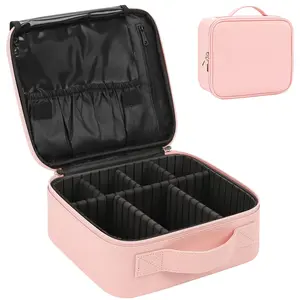 Makeup Bag and Light Travel Makeup Train Case Cosmetic Bag Organizer Portable Artist Storage Bag with Adjustable Dividers Makeup Brushes Storage Organizer
