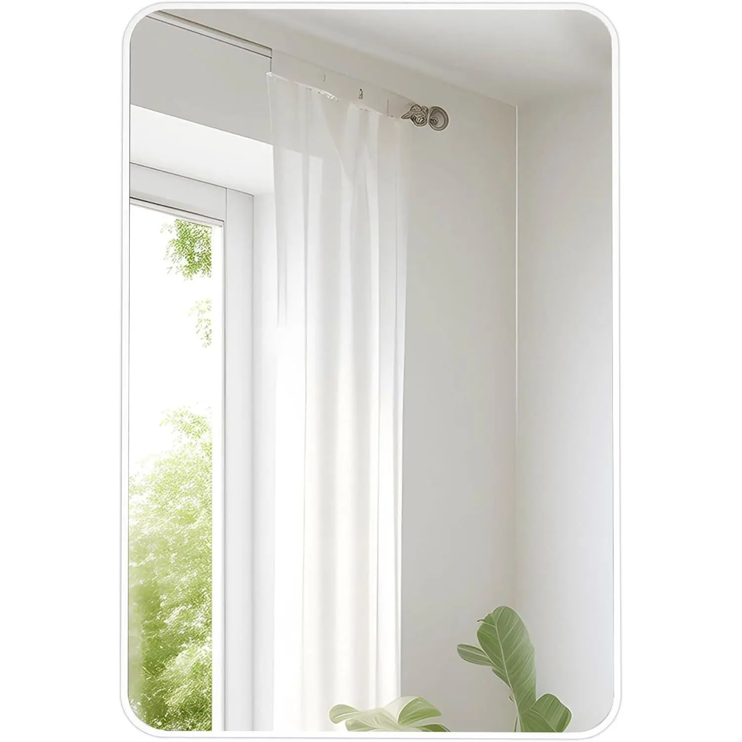 White Bathroom Mirror,24 x 36 Inch Rectangle Wall Mirror with Wood Frame | Vanity Modern Tempered Glass Mirror for Bedroom,Entryway,Living Room