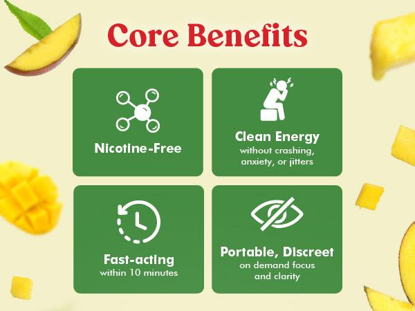 Zennies by Parrox - Caffeine Nootropic Pouches (Mango Blast Flavor) - No Nicotine, No Sugar, & All Natural - Fast Absorption for Energy, Focus, & Clarity - (20 Pouches)