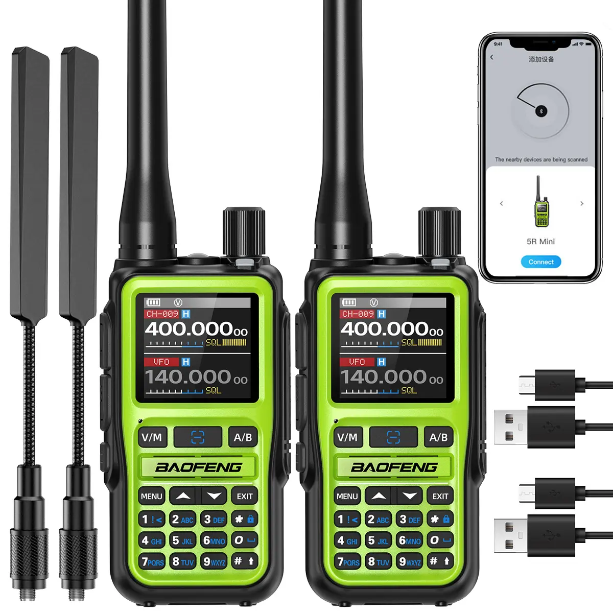 Baofeng UV-5R Mini Ham Radio Rechargeable Dual PTT Long Range Handheld Two Way Radio NOAA Weather Receiver Walkie Talkies Longe Range Copy Frequency 999CH with USB-C Charging Survival Radio for Hunting Survival Gear