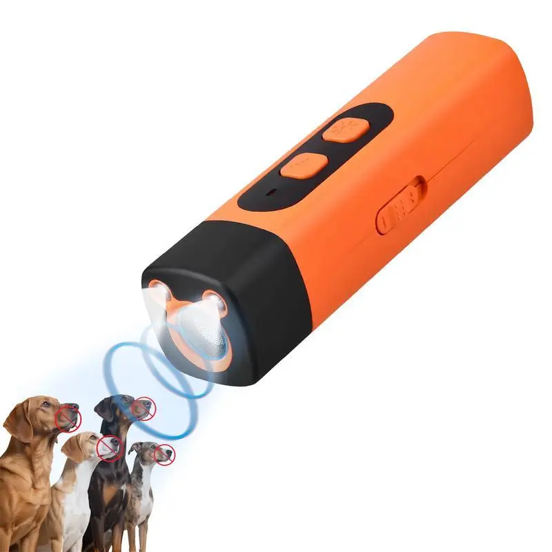 Professional Sonic Emitters Dog Training Tool with LED Flashlight 30ft Range Anti Bark Barking Device Rechargeable Portable Ultrasonic Wave Trainer