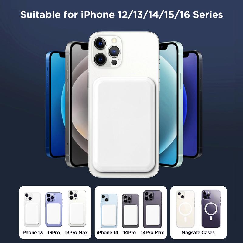5000mAh Magnetic Power Bank MagSafe Wireless Fast Charger for iPhone 12–17 Pro/Pro Max, Compact Portable Battery Pack