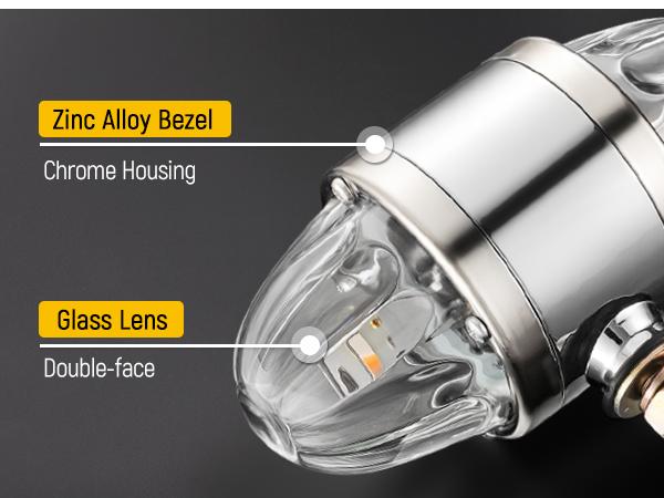 Partsam Glass Watermelon Light Dual Revolution Double-Face Amber Red LED Turn Signal Marker Tail Light, Zinc Alloy Housing Clear Lens Post Mount for Peterbilt Freightliner Semi Truck Trailer, 10-30V