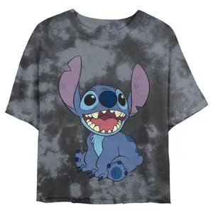 Junior's Lilo & Stitch Sitting Happily T-Shirt
