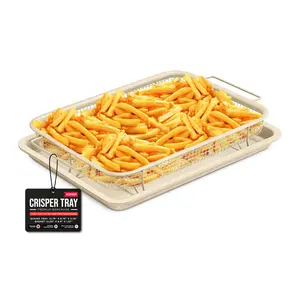 Bakken Swiss Crisper Tray - 2-Piece Set 9.5" x 13" – Non-Stick Basket Design for Healthier Cooking in Regular Ovens - Achieve Perfectly Crispy Chips, Bacon and More