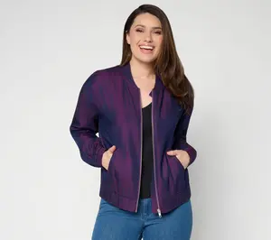 Mally Roncal Seam Detail Chambray Zip Front Jacket