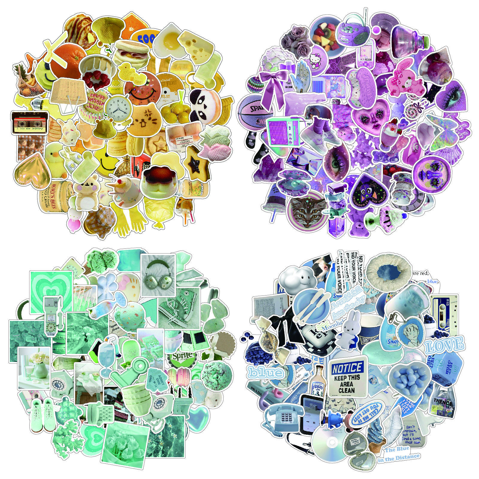 240 PCS Cute Aesthetic Snack Stickers - INS Style, 4 Snack Themes to Mix, Fade-Resistant, Stays Cute, Waterproof for Wet Days, Back to School Haul for Journaling, Scrapbooking, Laptops, Cute Stickers
