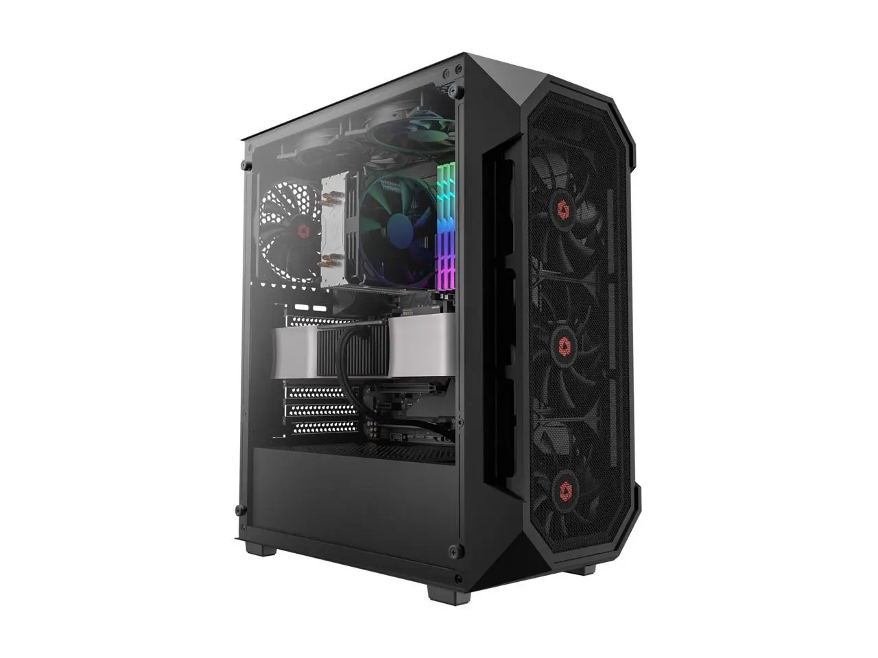 Rosewill ATX Mid Tower Gaming Computer PC Case Tempered Glass, Built-in 4X 120mm PWM Fans, Front Airflow Mesh, Up to 6 x120mm Fans, 340mm GPU/VGA, 360mm AIO/Radiator, 160mm CPU Cooler