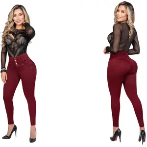 COLOMBIAN WOMAN'S FIVE BUTTONS JEANS WITH INTEGRATED GIRDLE