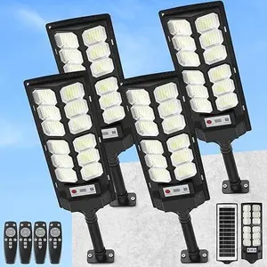 4-Pack Solar Street Lights Outdoor, 13000LM 6500K Waterproof LED Solar Flood Lights with Motion Sensor, Dusk to Dawn Solar-Powered Light for Outside, Security Lights for Parking Lot Yard Driveway