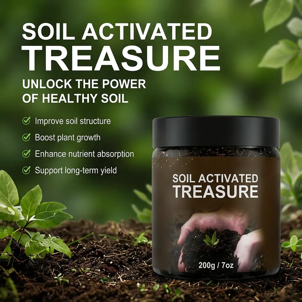 Soil Activated Treasure-You Will Be Amazed! Premium Soil Activated Treasure, Soil Plant Flower Fertilizer, Soil Activator for Raised Garden Beds, Potting Mix, Lawns and Gardens