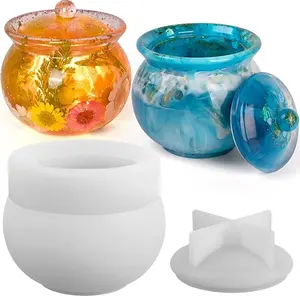 Jar Silicone Molds, Jar Resin Molds with Lid, Epoxy Molds for DIY Jewelry Storage Box,Candle Holder,Candy Container, Epoxy Resin Casting Craft Gifts