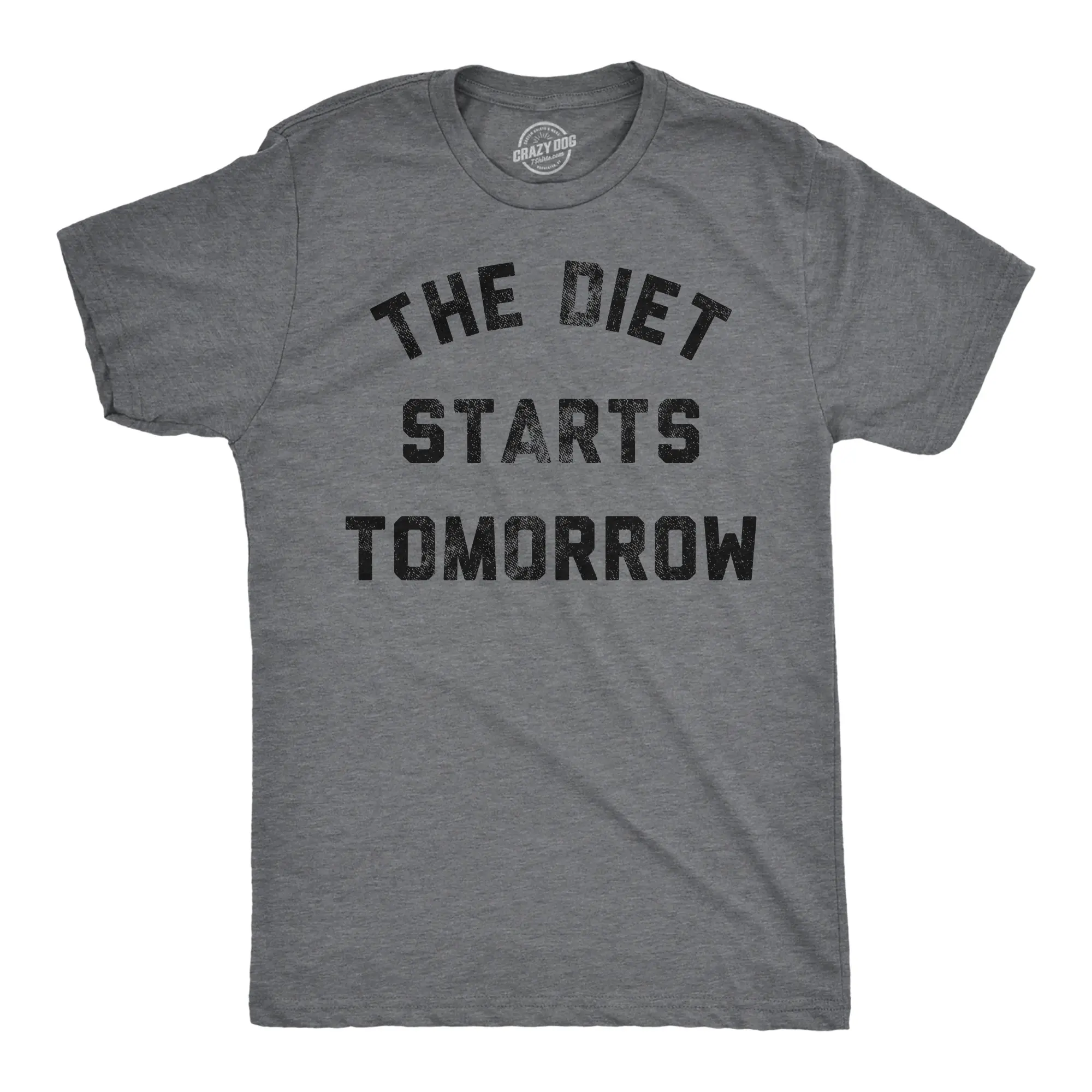Mens Funny T Shirts The Diet Starts Tomorrow Sarcastic Food Novelty Tee for Men Mens Funny T Shirts Cool Vintage Fashion T-Shirt Gift Classic Menswear Funny Food Short Sleeve Novelty Tees for Guys Dark Grey