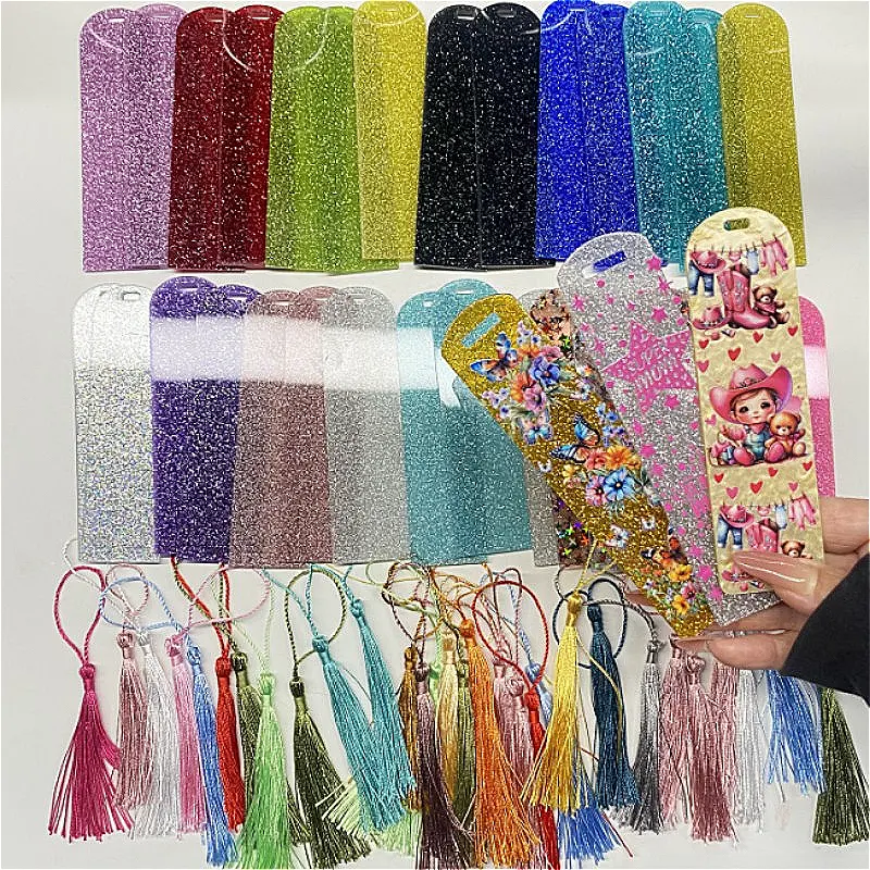 60-Piece DIY Bookmark Making Kit, 30 Blank Acrylic Flatback Bookmarks with 30 Corresponding Colorful Tassels for Crafting, Bookmarking, Diy Set, 30Pcs, Friends And Family, Fun, Creative, Personalizing Books, Fun Colors, Random