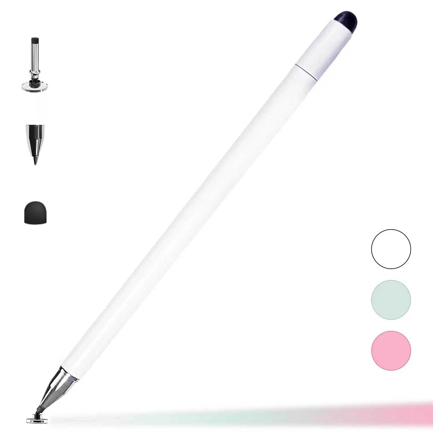 3 in 1 Stylus & Ballpoint Pen, High Sensitivity Capacitive Stylus with Transparent Disc Tip & Rubber Tip, Retractable Ballpoint Pen for Paper, Compatible with iPad iPhone Nintendo Switch Tablets Samsung Galaxy Universal Touchscreen Devices BackToSchool