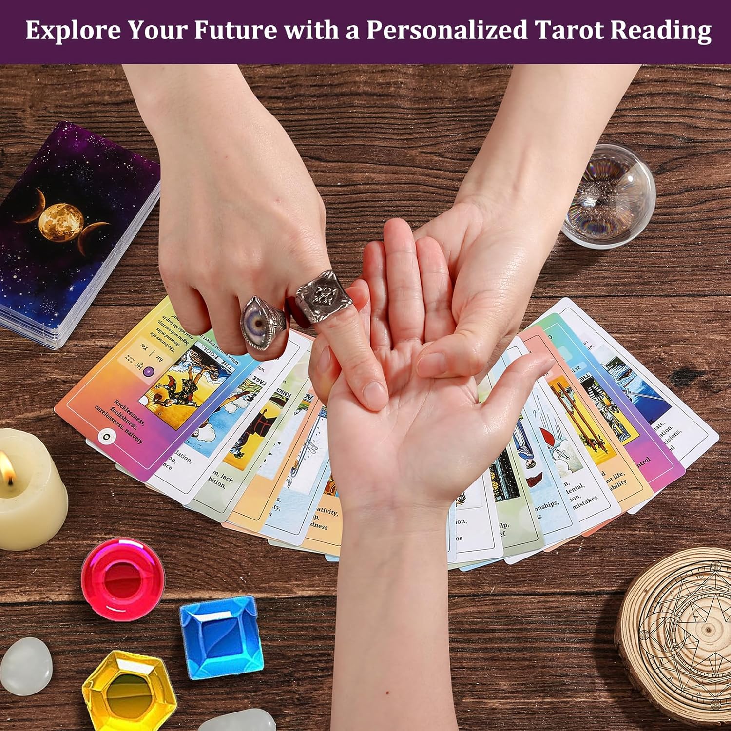 Tarot Cards for Beginners with Guide Book, Classic Tarot Cards with Meanings on Them, Tarot Decks for Tarot Learners Water