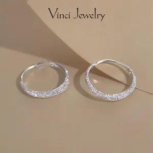 925 Silver Plated Earrings with Sandblasted Texture, Starry Sky River Glitter Ring Studs, Valentine's Day and Mother's Day Jewelry Gift