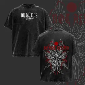 Be Not Afraid T-Shirt – Christian Vintage Washed Tee, Faith and Hope Graphic Shirt, Seraphim Angel Design, Heavy Cotton Streetwear Unisex Top, Gift for Believers