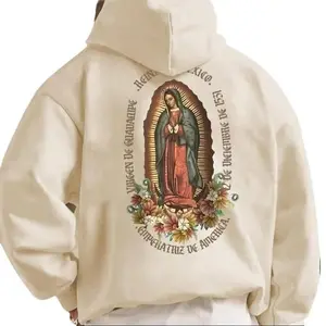 Virgin Mary 1 Sides Back Pullover Hoodie, Graphic Faith Inspired Hooded Christian Sweatshirt, Religious Shirt for Daily Wear for Men for Women, Trending hoodie For Men For Women