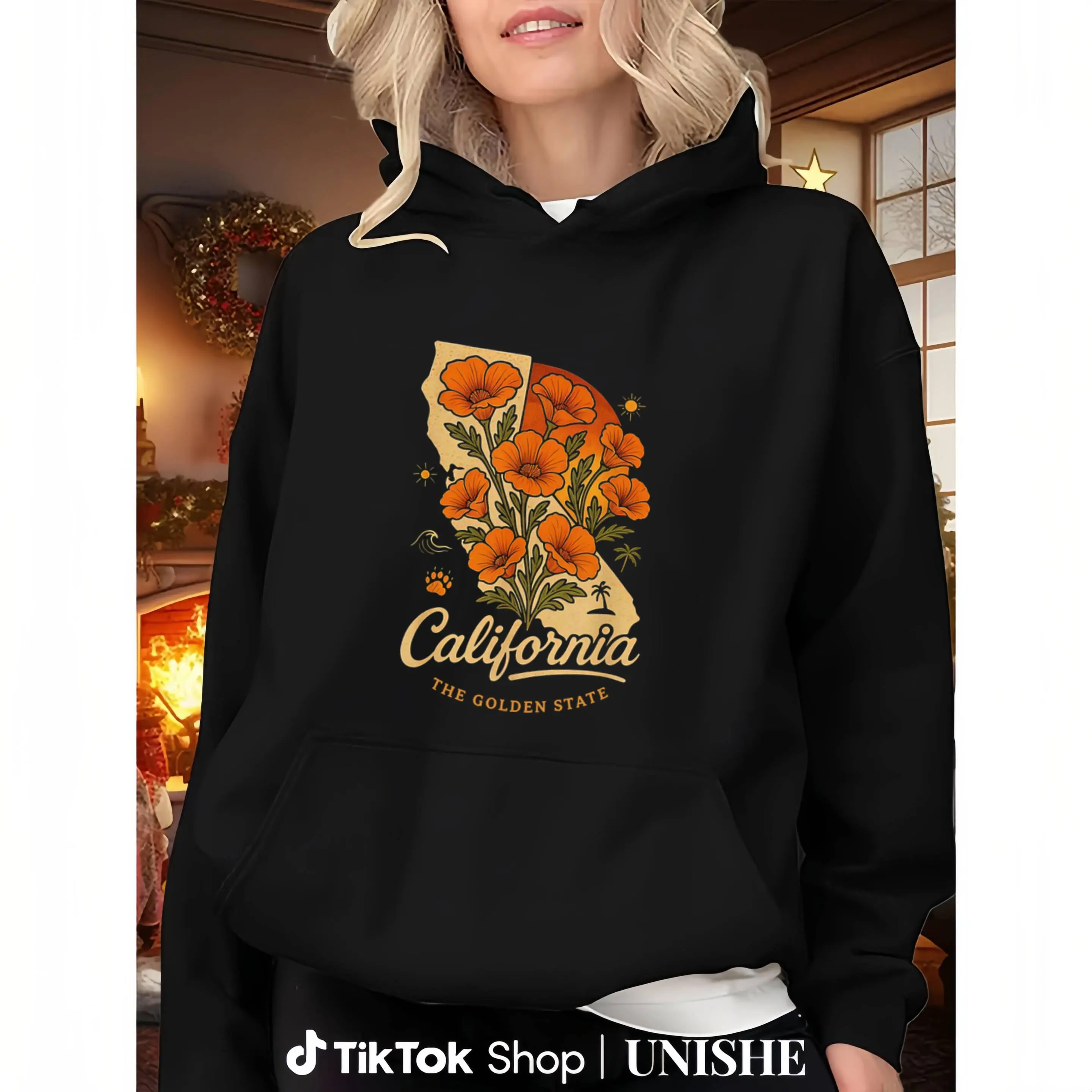 トップス POPPY Ribbon high neck hoodie Vintage California Poppy Hoodie for Men and Women – 100% Unisex