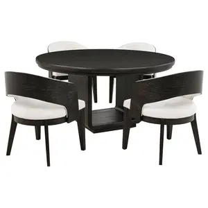 Leandro Round Dining Table Set Burnished Black