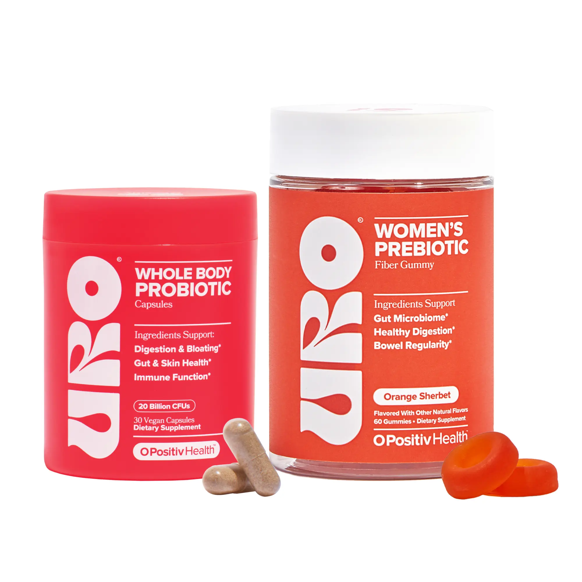 URO Gut Health Kit – Probiotic Capsules + Prebiotic Fiber Gummies for Healthy Digestion & Microbiome Support