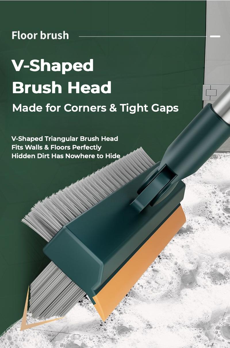 Floor Scrub Brush with Long Handle, 3-in-1 Scrape and Heavy-Duty Stiff Bristle Floor Scrubber Brush with Squeegee for Cleaning Tile Wall Deck Bathroom Patio Garage Kitchen home kit