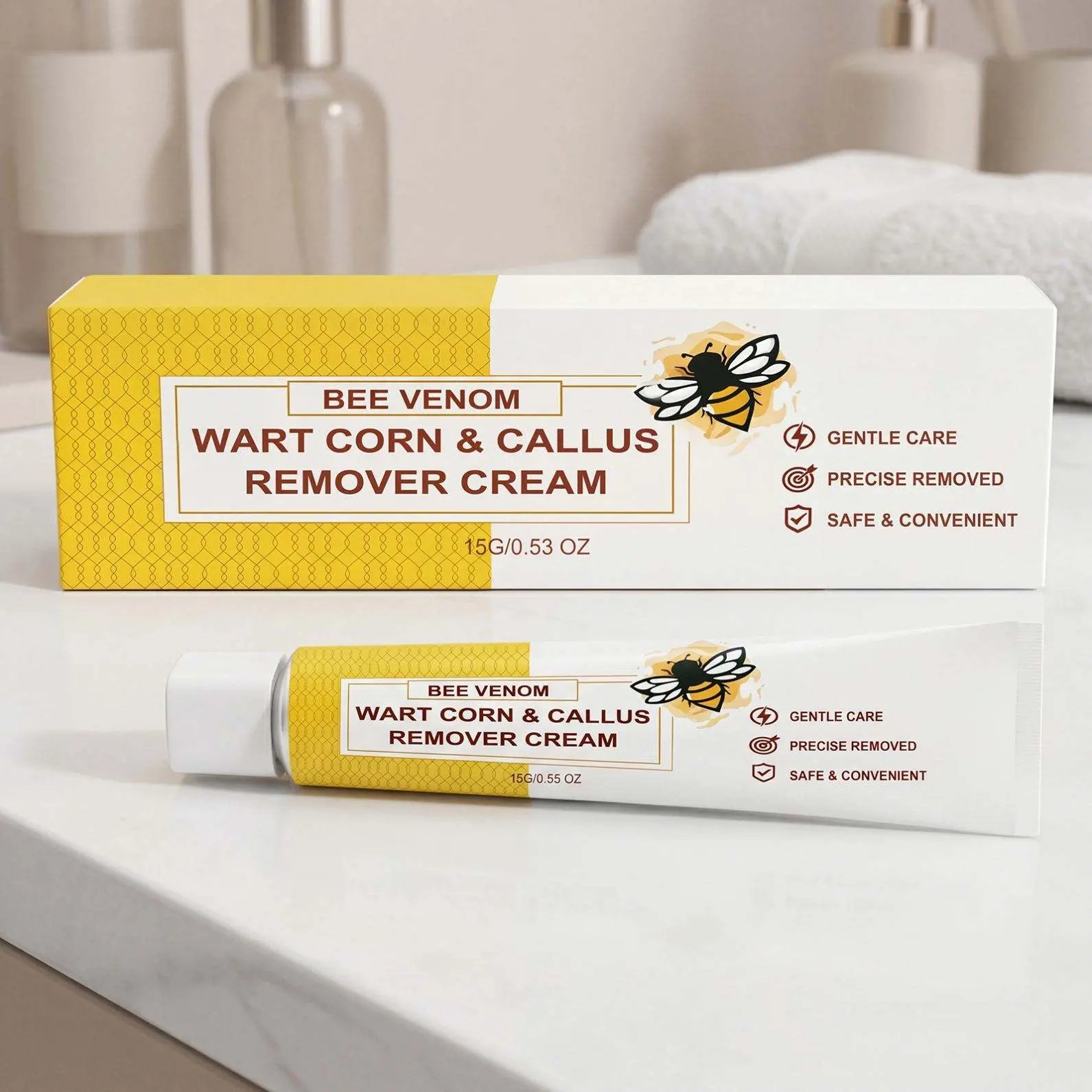 Organic Bee Venom Smooth Skin Cream 15g Tube Wart & Callus Remover Gentle Moisturizing Body Care Cream Treatment and Bump Relief bud green natural herbal extract