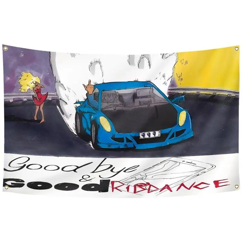 Hip Hop Rapper Tapestry, 3x5 Ft Goodbye Good Riddance Themed Wall Decor for Bedroom, Living Room Home & Dorm Supplies