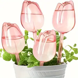 4 Pcs Pink Tulip Plant Watering Balls,Narrow Outlet Design for Prolonged Dropping,Suitable for Both Indoor and Outdoor Plants,Gardening Tool Set,Tools & Hardware