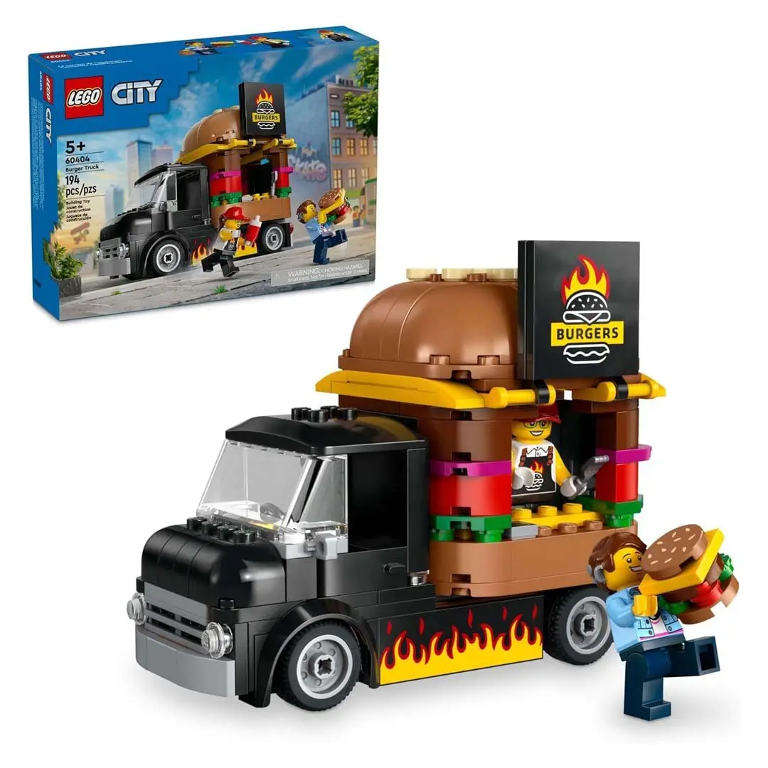 LEGO City Fun Burger Food Truck Building Blocks Playset (60404) with Minifigures for Builders