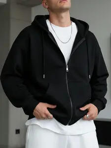 Men's lightweight regular-fit long-sleeve hoodie with pockets and zipper, suitable for spring and autumn casual sports, running, fitness, and outdoor leisure activities