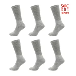 6 Pairs Diabetic Crew Socks for Men & Women – Doctor Approved Medical Support Socks – Non-Binding Seamless High Cotton Blend – Soft Elastic Socks – Menswear & Womenswear – Socks Sizes 9-12 & 10-13, 13-15