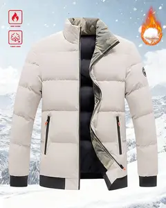 Men's Winter Colorblock Loose Puffy Thick Warm Cotton Jacket, featuring a warm lining, suitable for daily commuting, outdoor activities, and sports wear, an essential thick winter coat.