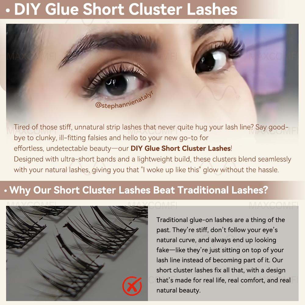 MaxComfi Petite Subtle Lashes - Sellout Puppy Flora Style Cosmetic DIY Eyelashes Kit, Gentle, Comfortable, Long-Lasting, Waterproof, Super Soft, Thin Band, Natural Daily Volume, Beginner-Friendly, Easy-to-Apply Summer Essential