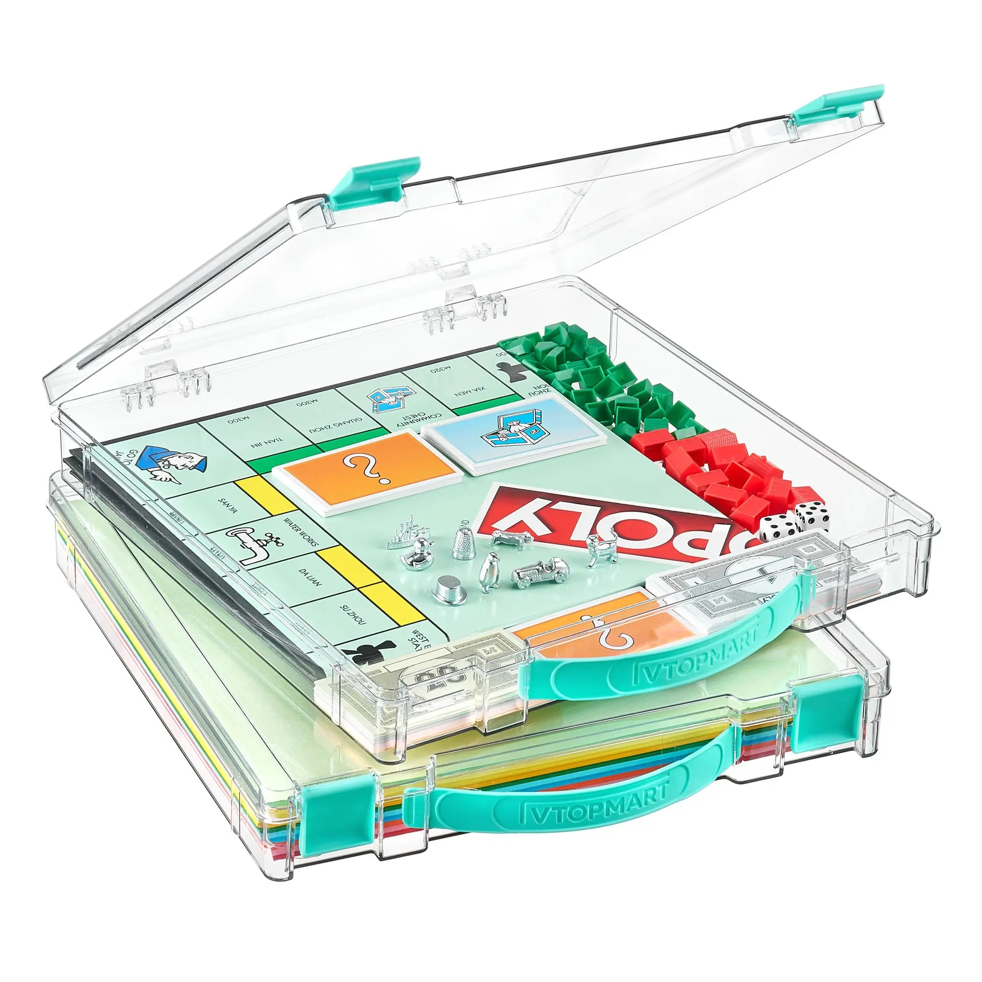 【New Arrival】Vtopmart 2-6 Pack 4.5 Qt Board Game Storage with Handle and Snap-Tight Latch Lid, Craft Organizer Box Fit 12" x 12" Papers, Stackable Clear Storage Box for Art Supply Storage, Paper Storage, Puzzle Storage fathersdaygift, DealsForYouDays