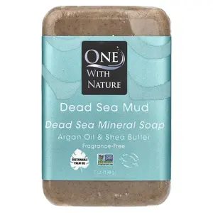 One with Nature Dead Sea Mineral Bar Soap, Dead Sea Mud, Fragrance-Free, 7 oz (198 g)