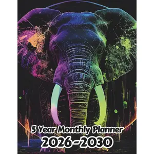 Abstract Elephant 5 Year Monthly Planner 2024-2028: Large 60 Month Calendar | Gift For People Who Love Safari Animals, Wildlife Animal Lovers | For ... Office, Work | 8.5 x 11 Inches | 121 Pages Paperback – July 27, 2023