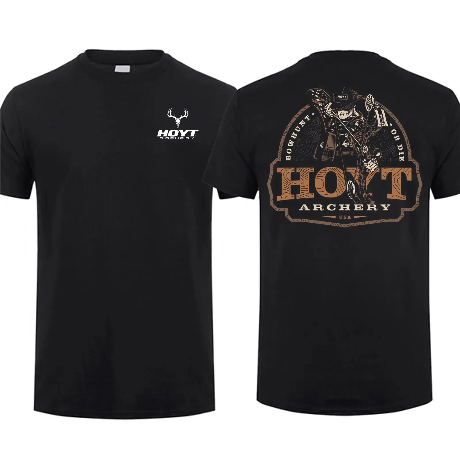 Hoyt Archery Outdoor Hunting T-shirt, Archery Tactical Gear, Unisex Short Sleeve Casual 100% Cotton, Made in USA - KitchenEra